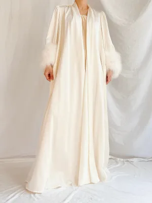 1960s Lucie Ann Satin Marabou Duster - S-M