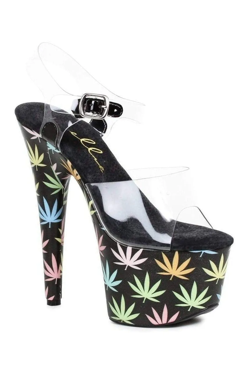 709-CHRONIC Platform Sandal  | Black Patent