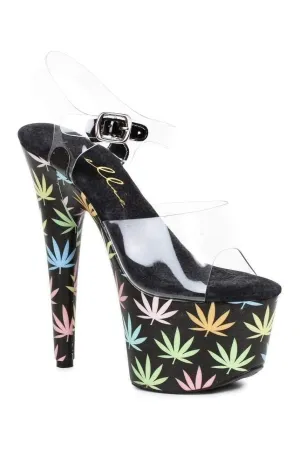 709-CHRONIC Platform Sandal  | Black Patent
