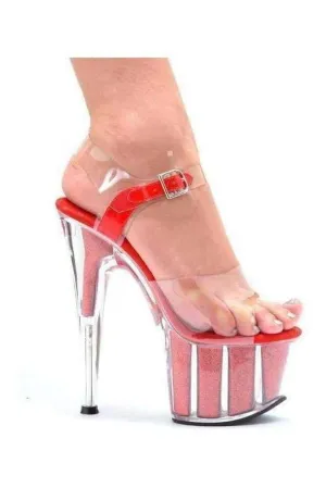709-GLITTER Platform Sandal  | Clear Vinyl