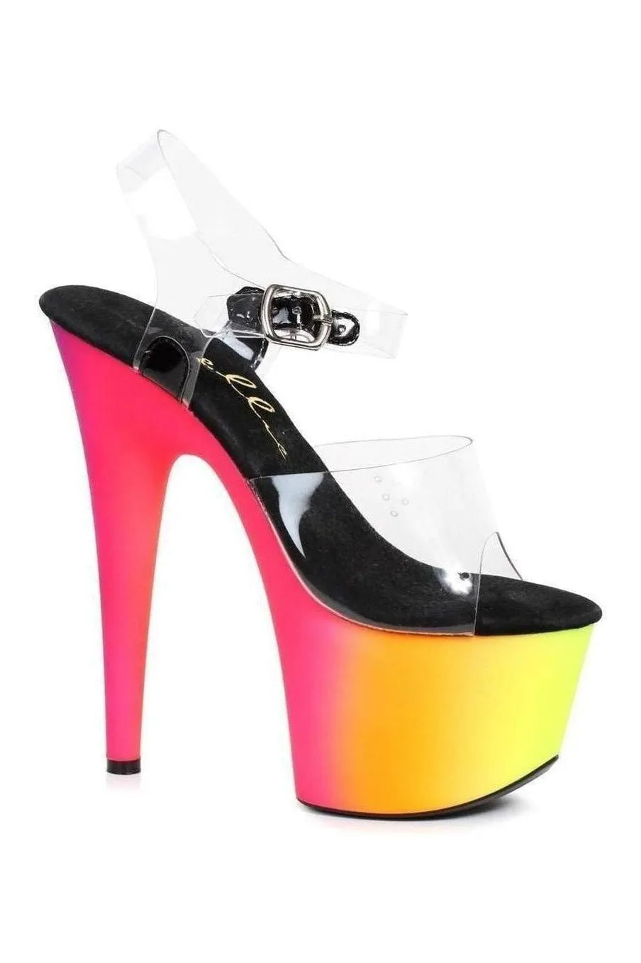 709-RAINBOW Platform Sandal  | Clear Vinyl