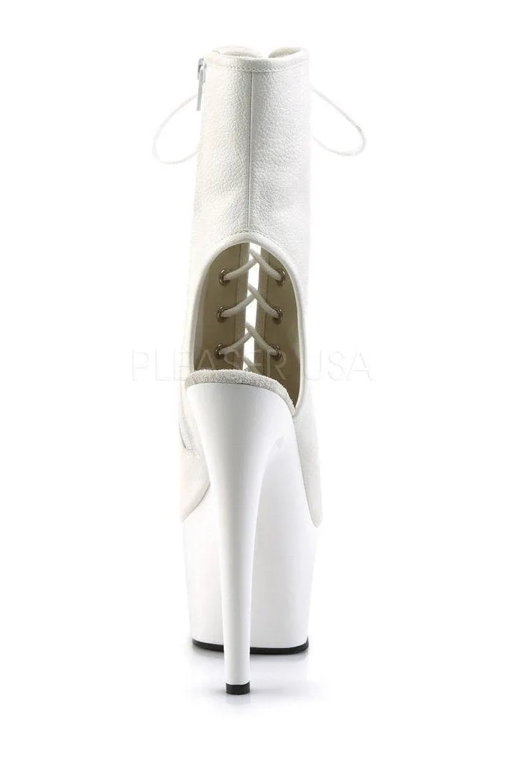 ADORE-1016 Platform Boot  | White Faux Leather