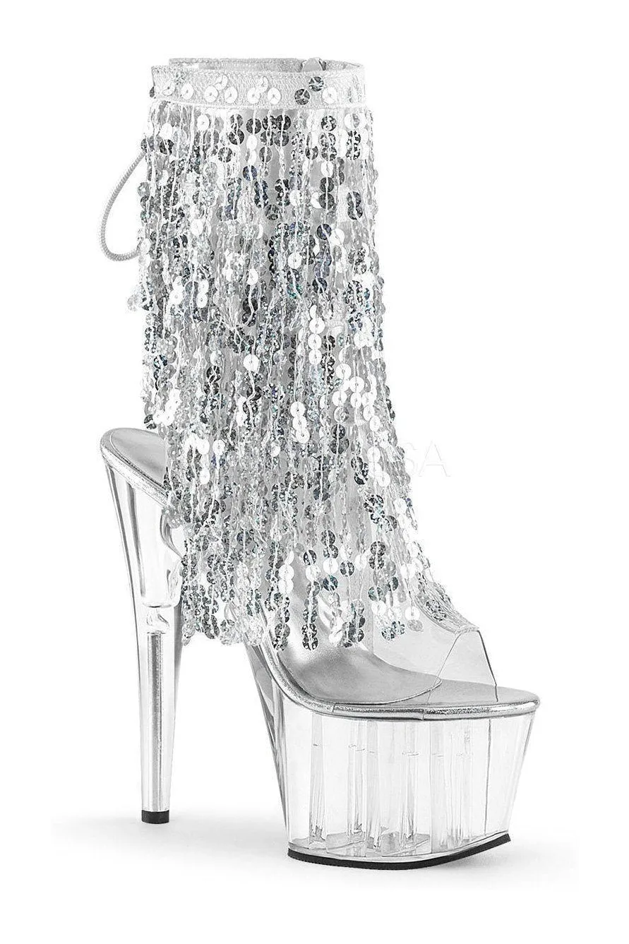 ADORE-1017SQF Platform Boot  | Clear Vinyl