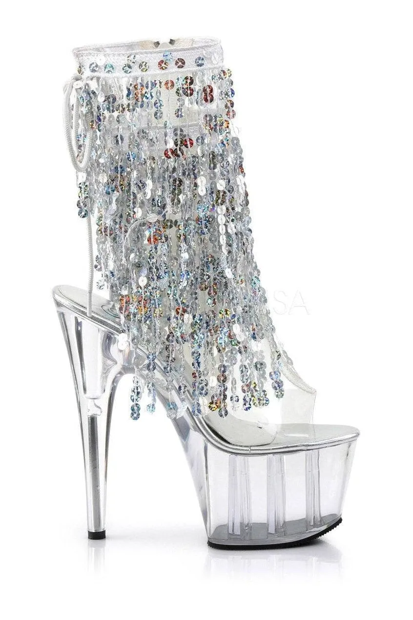 ADORE-1017SQF Platform Boot  | Clear Vinyl