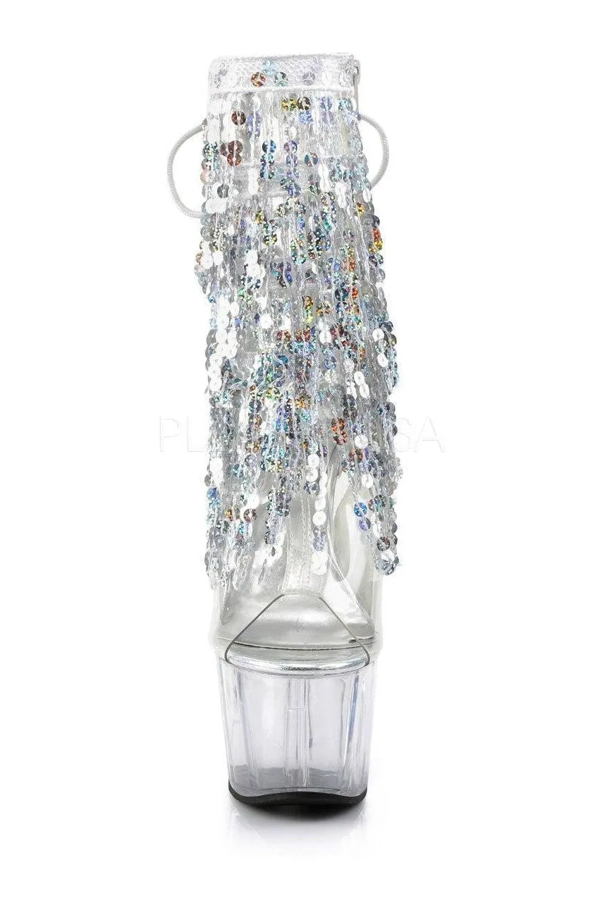 ADORE-1017SQF Platform Boot  | Clear Vinyl