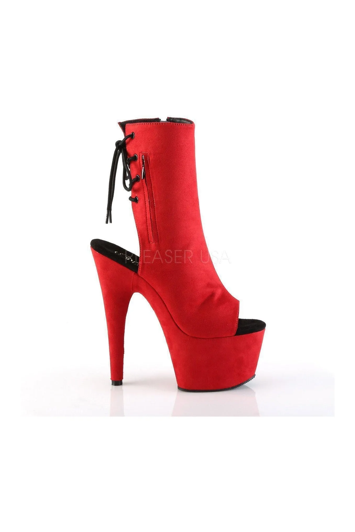 ADORE-1018FS Platform Boot | Red Faux Suede