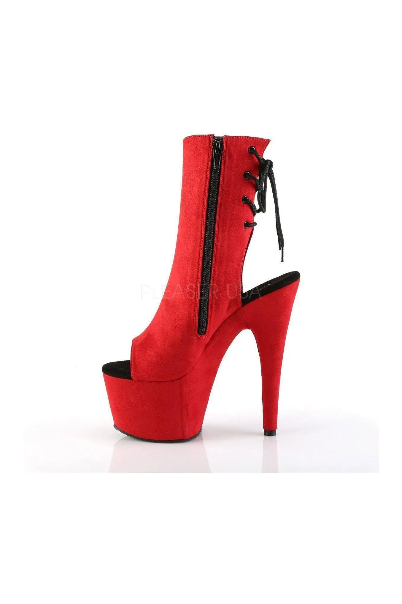 ADORE-1018FS Platform Boot | Red Faux Suede