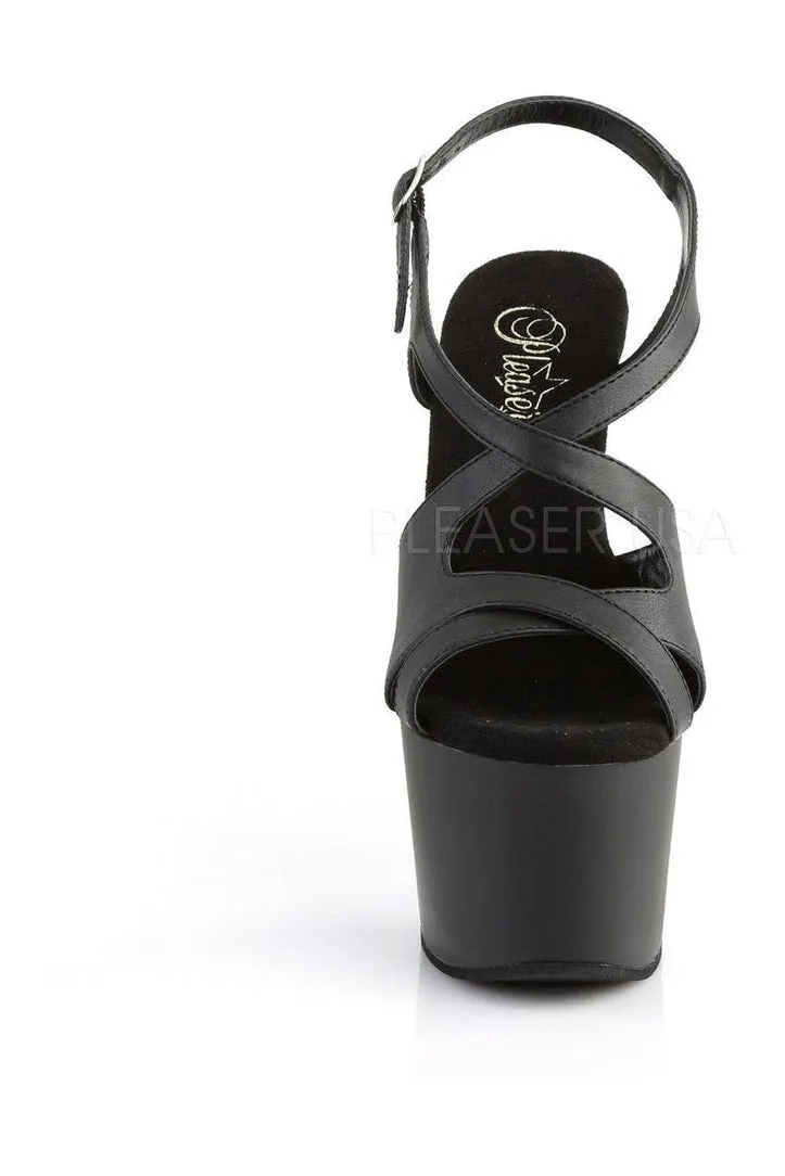 ADORE-730 Platform Sandal  | Black Faux Leather