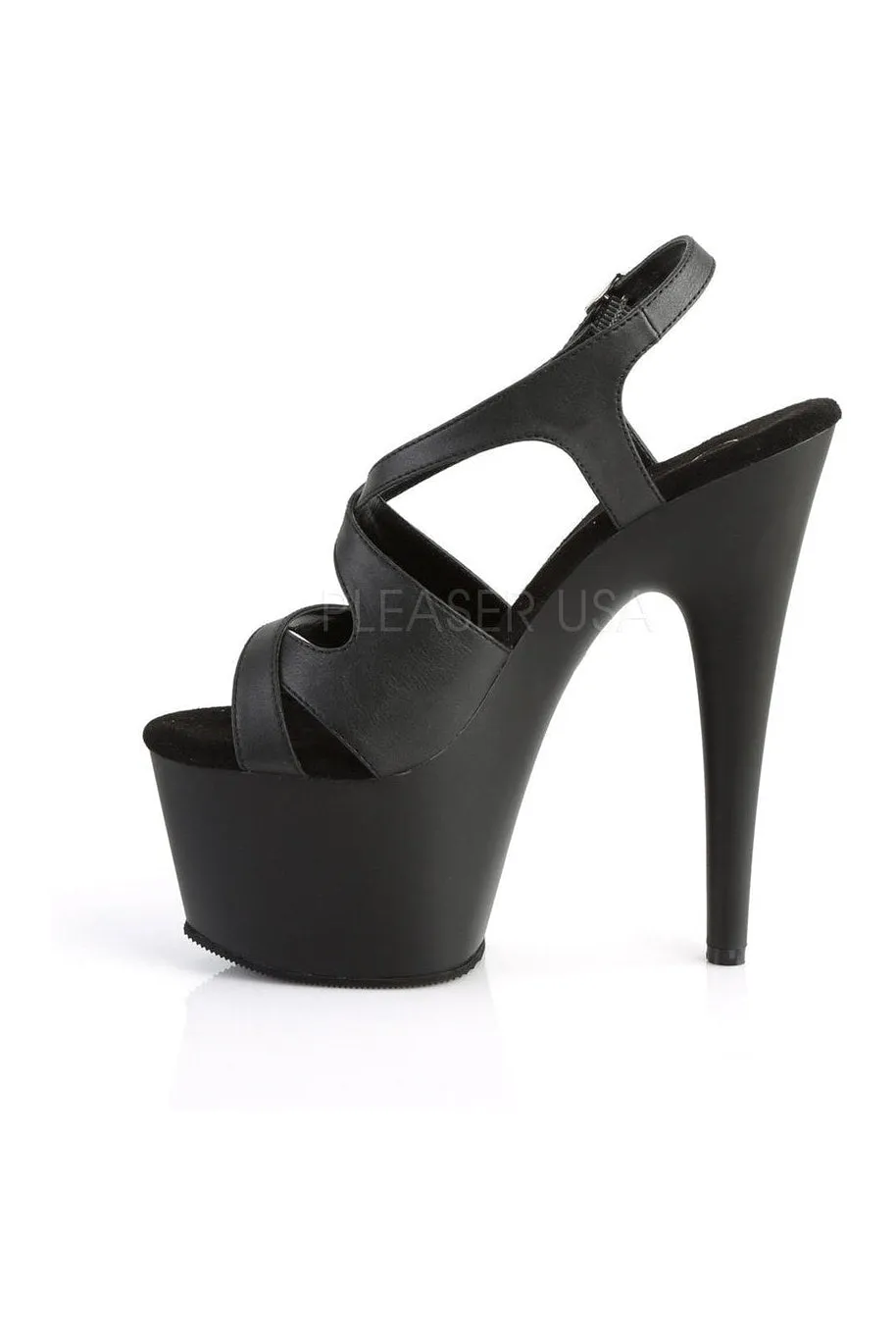 ADORE-730 Platform Sandal  | Black Faux Leather