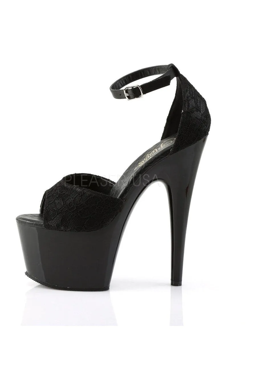 ADORE-768 Platform Sandal  | Black Genuine Satin