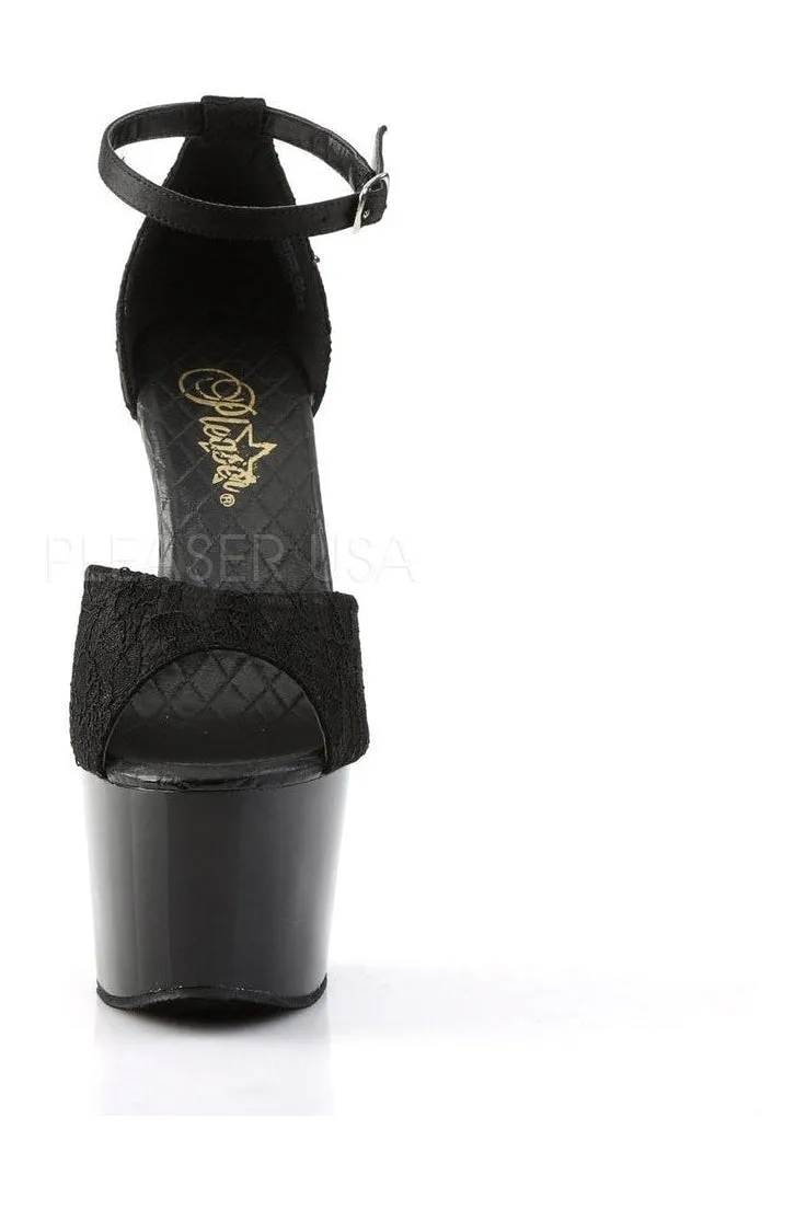 ADORE-768 Platform Sandal  | Black Genuine Satin