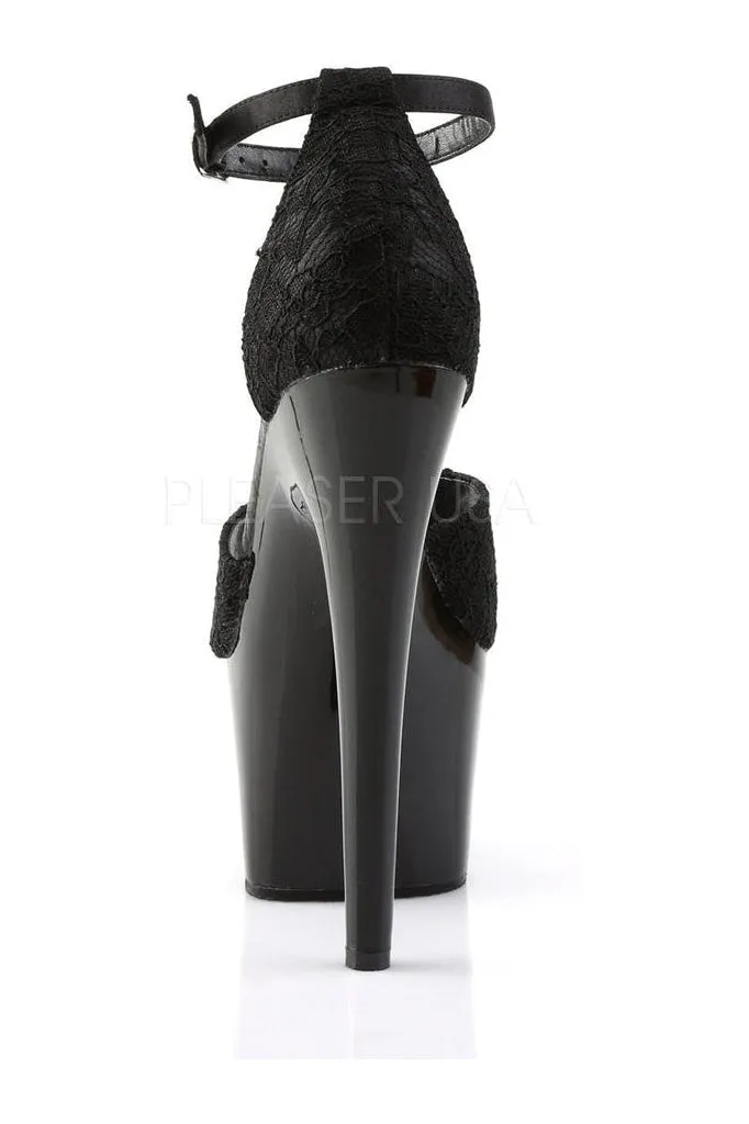 ADORE-768 Platform Sandal  | Black Genuine Satin