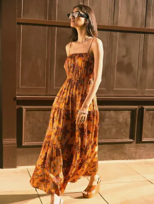 Anais Viscose Floral Dress | Tangerine Floral