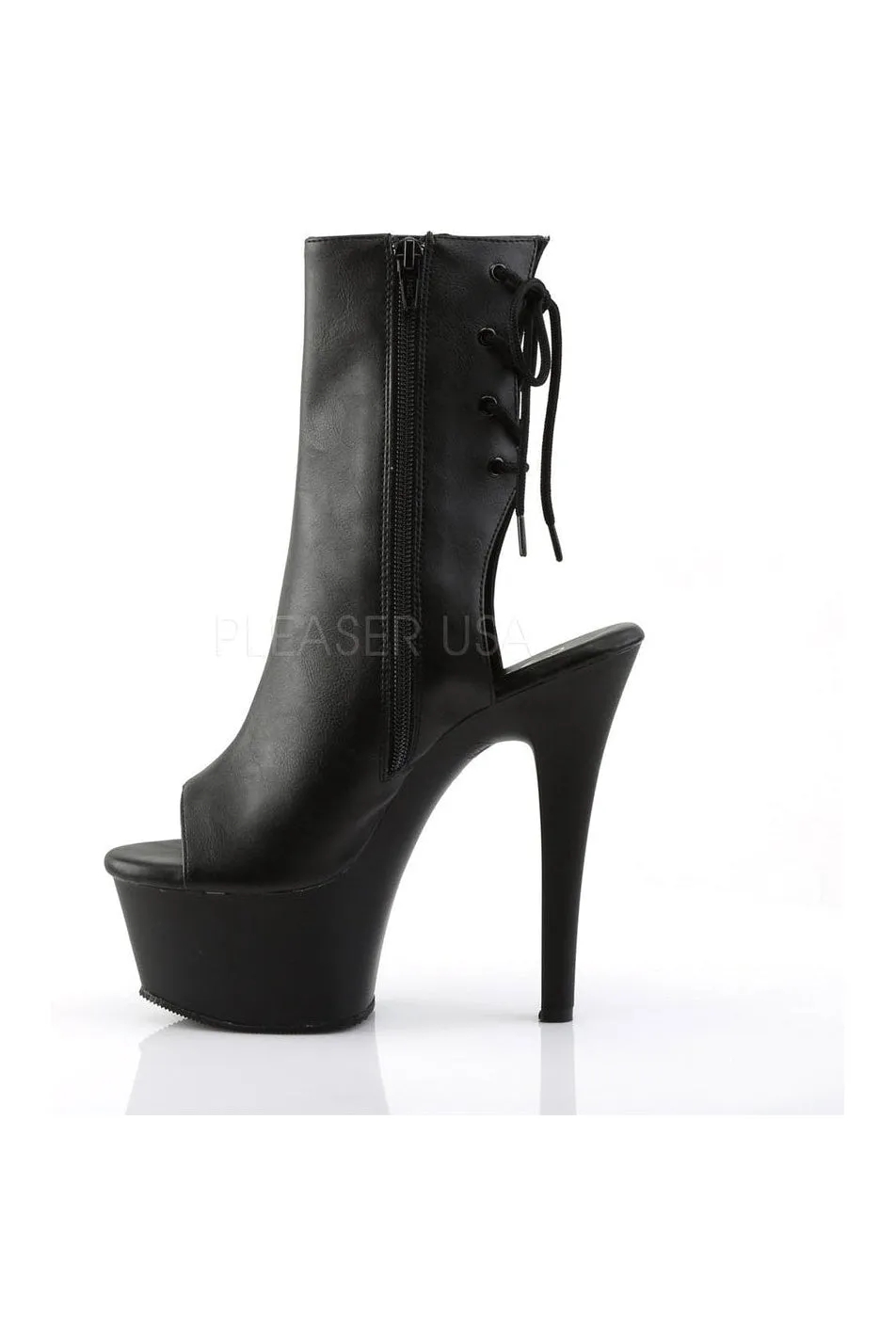 ASPIRE-1018 Platform Boot  | Black Faux Leather