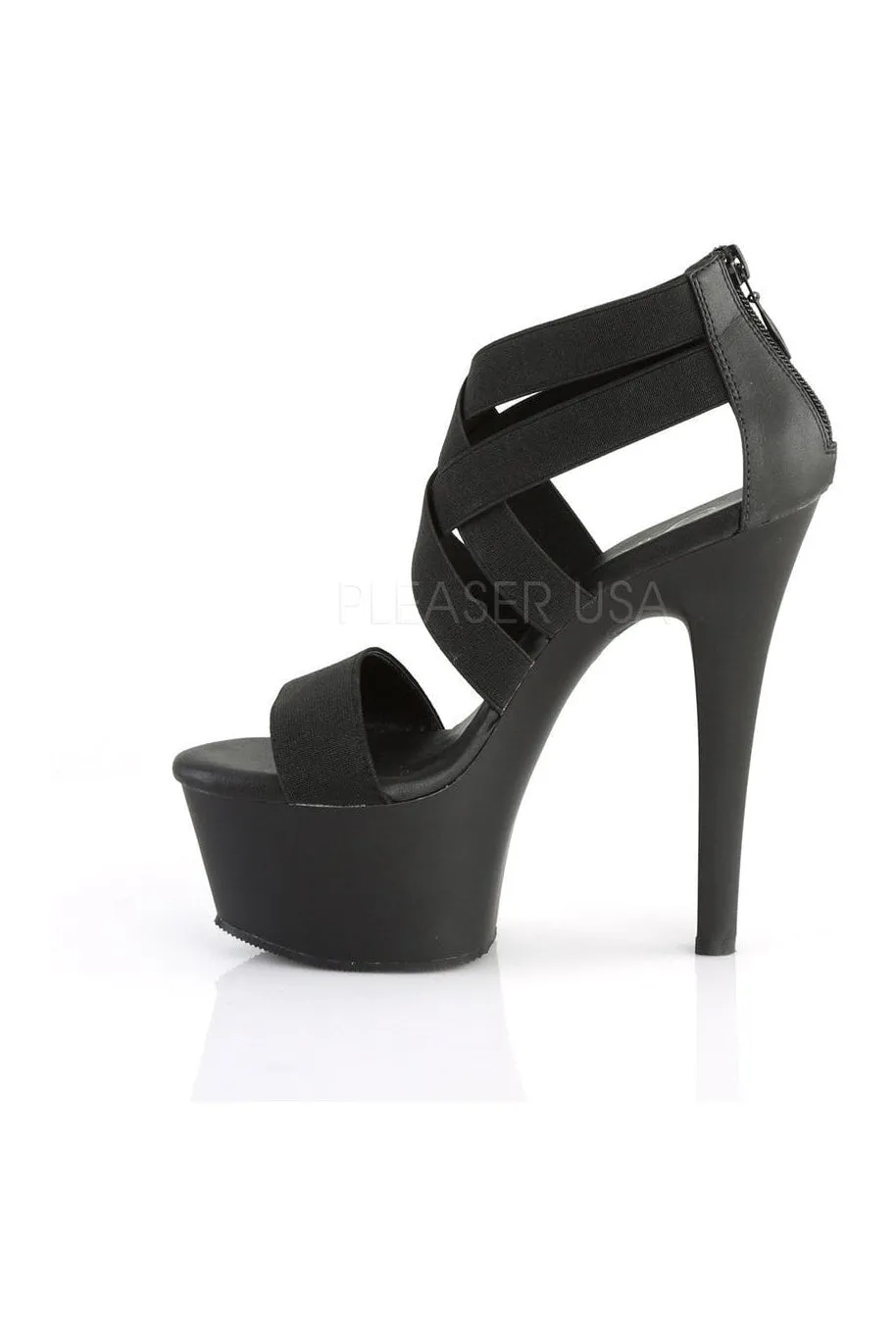 ASPIRE-669 Platform Sandal  | Black elastic