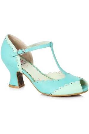 Bettie Page Carlie Vintage Pump  | Turquoise Faux Leather
