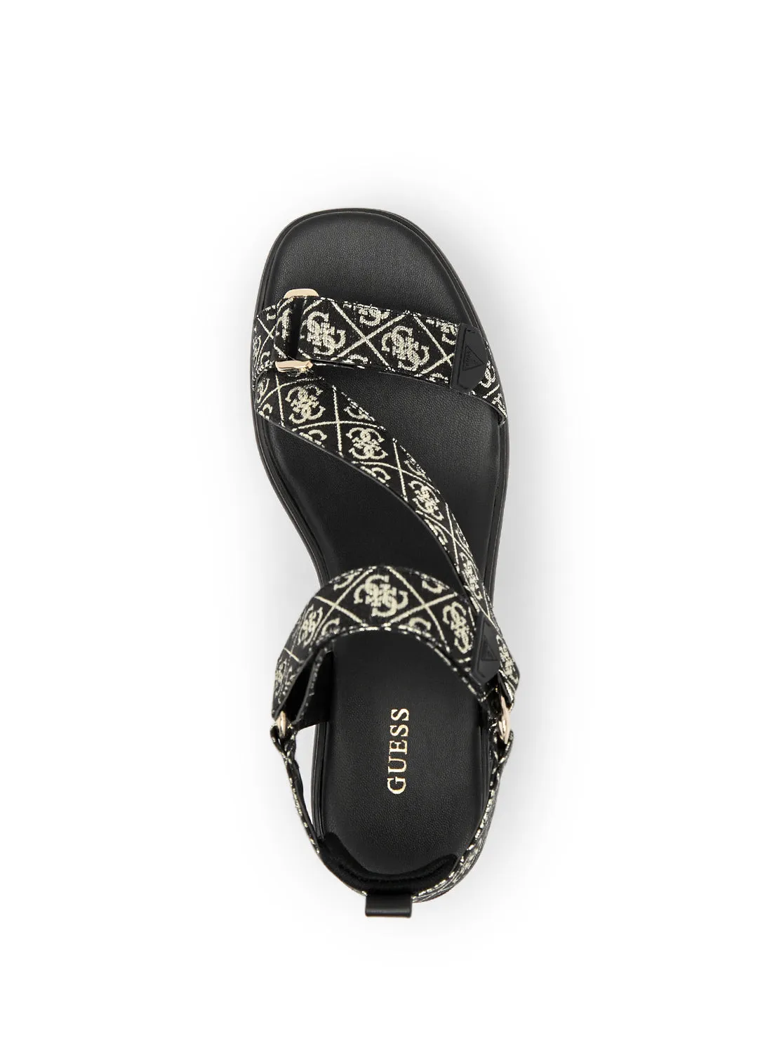 Black Ocilia Logo Wedge Sandal