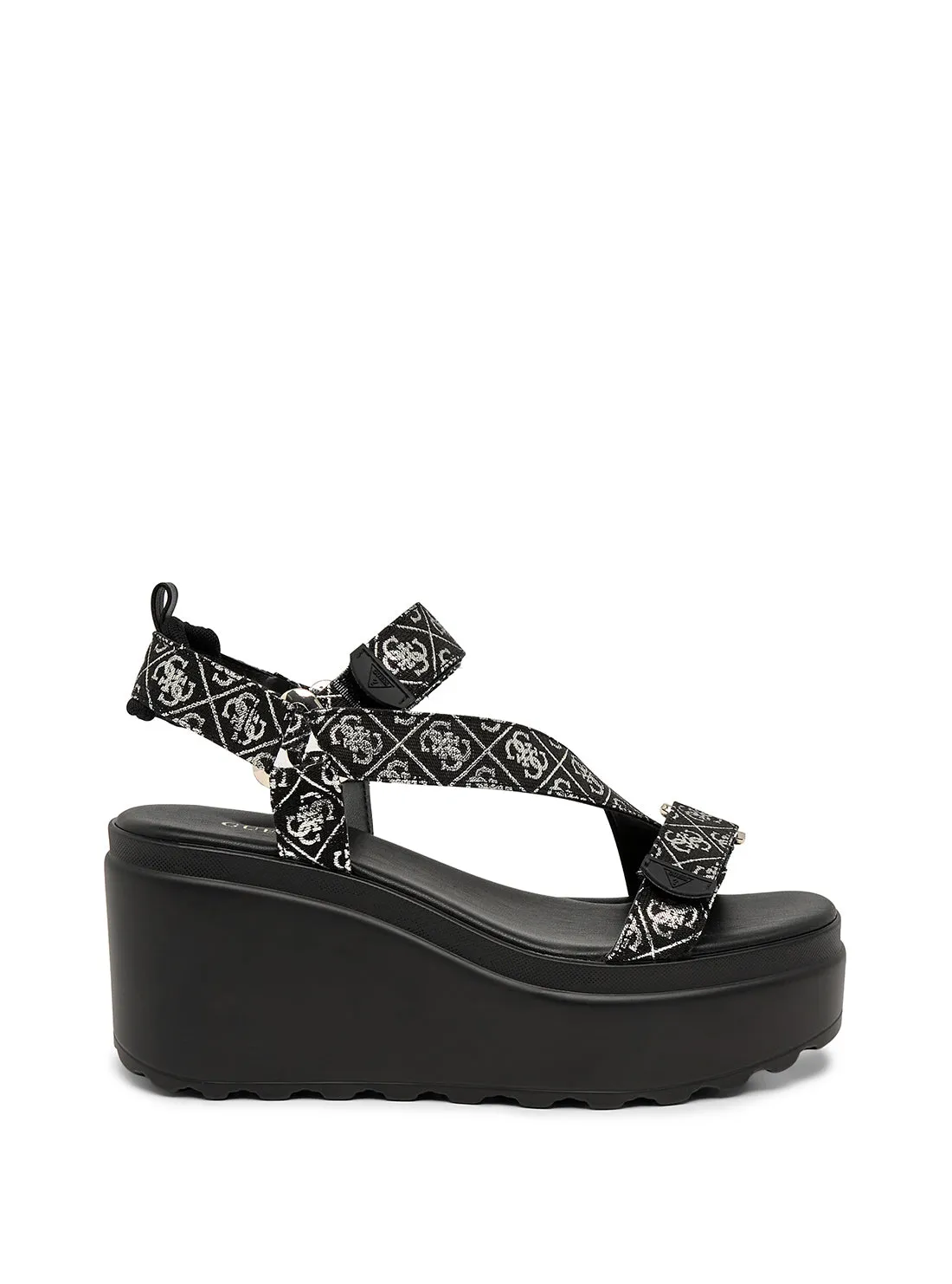 Black Ocilia Logo Wedge Sandal