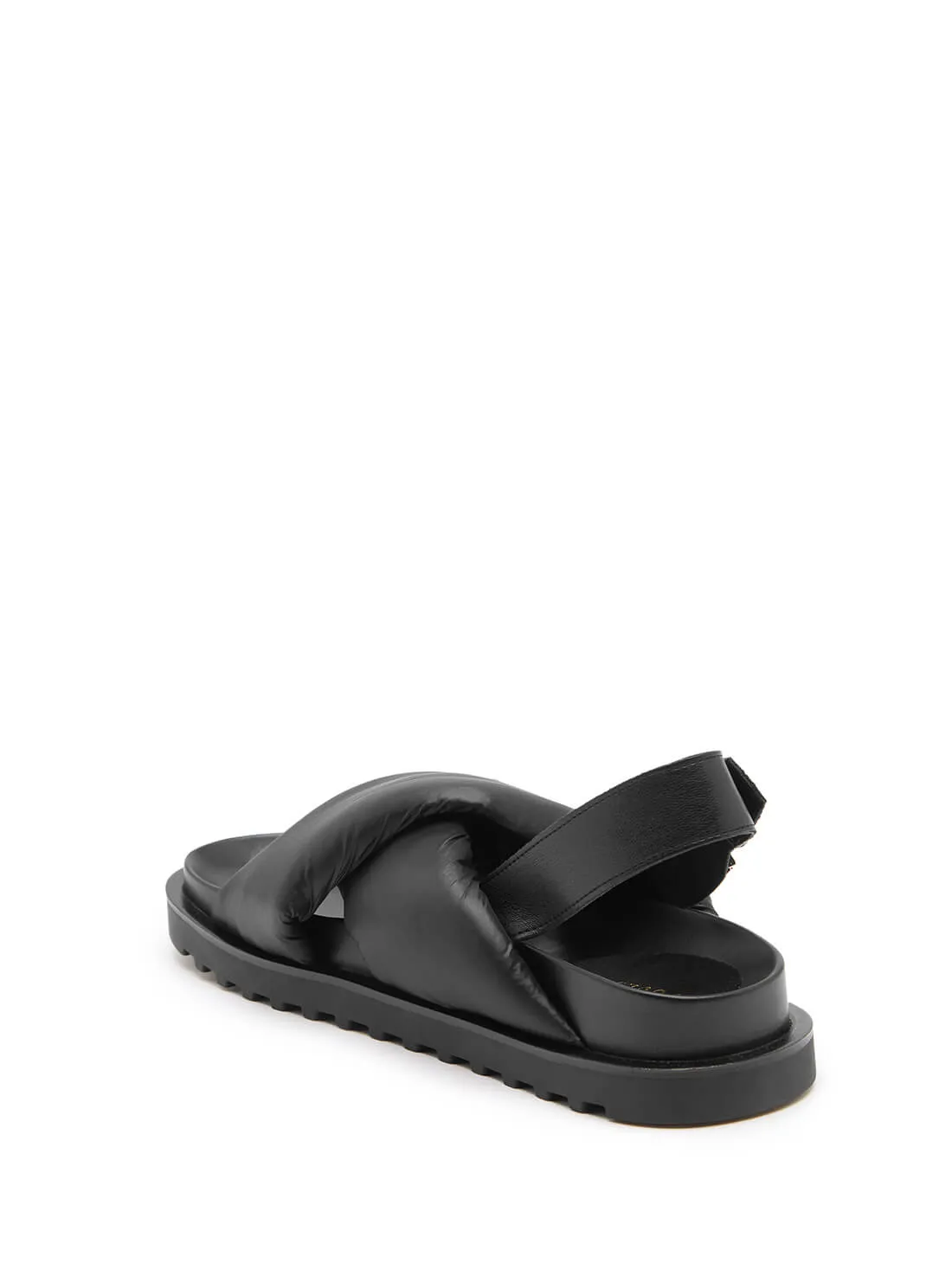 Black Quilted Fabulus Flat Sandals