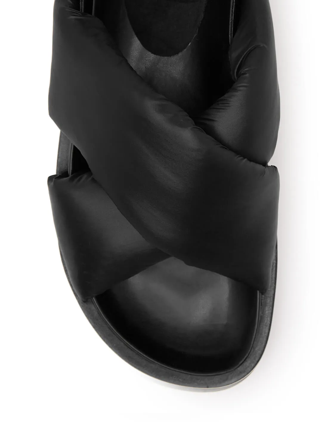 Black Quilted Fabulus Flat Sandals