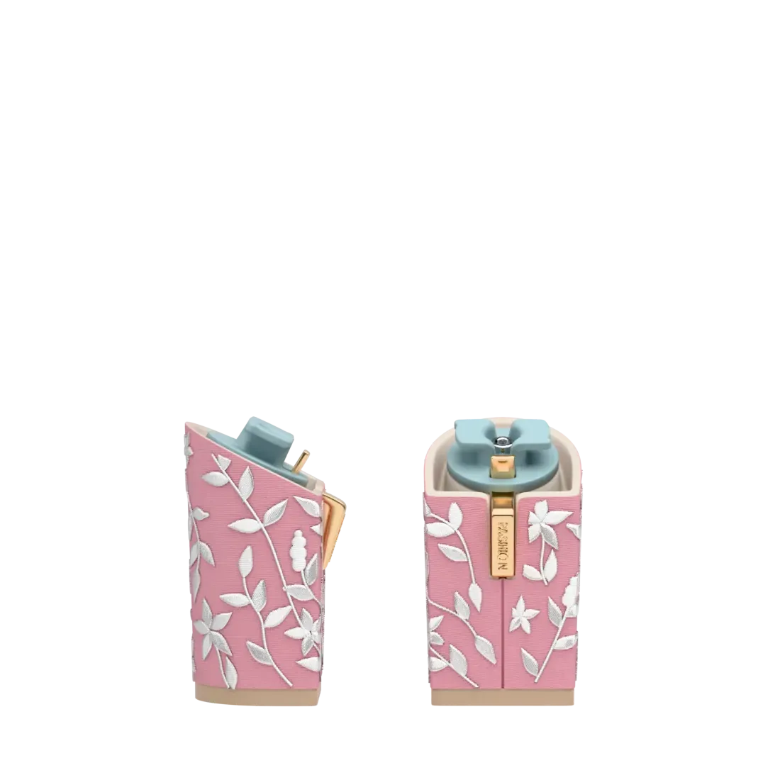 Block Heel Kit 4 Pink Floral Embroidery