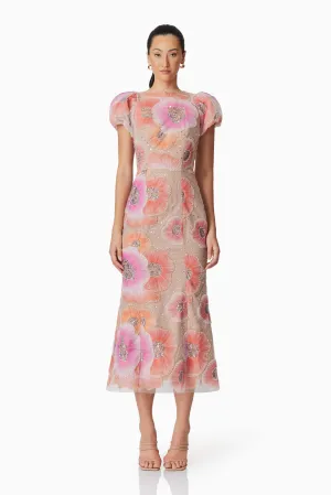 Brittany Floral Midi Dress in Pink