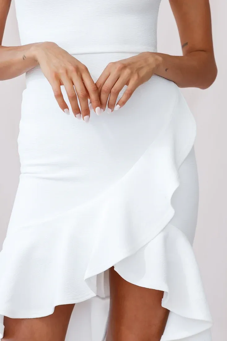 Cartagena High-Low Asymmetric Salsa Dress White