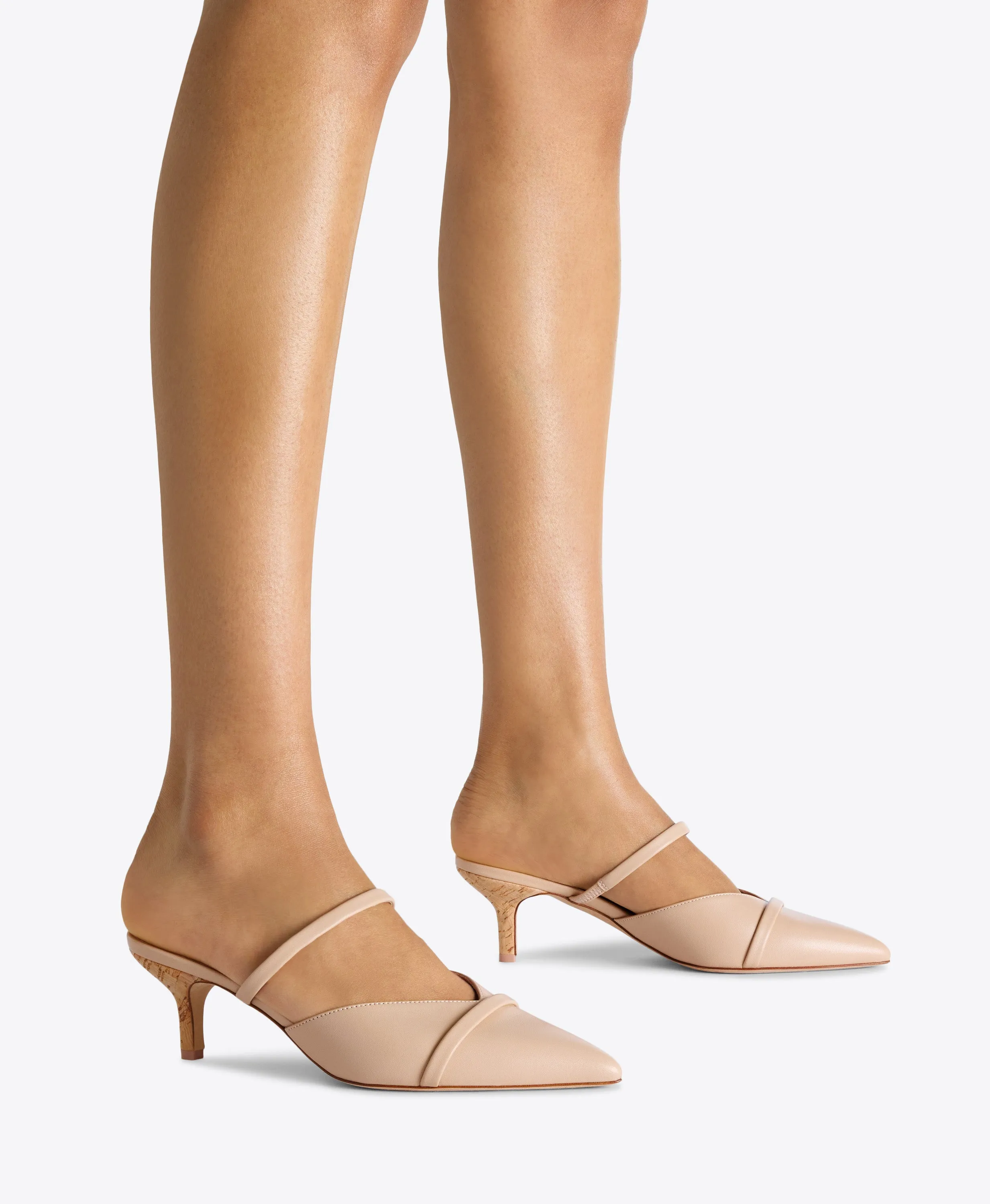 Frankie 45 Buff Leather Kitten Heels