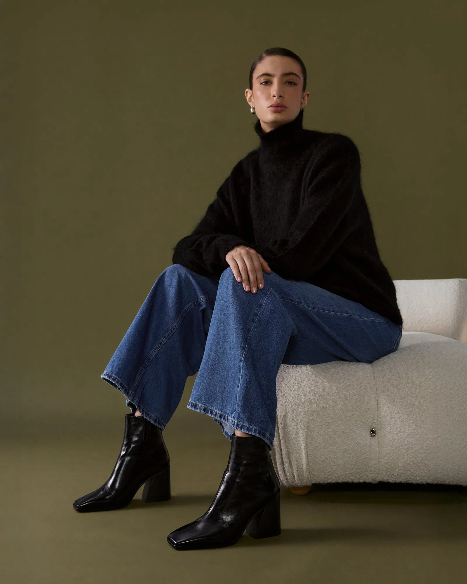 HATTIE HIGH ANKLE BOOTS BLACK LEATHER