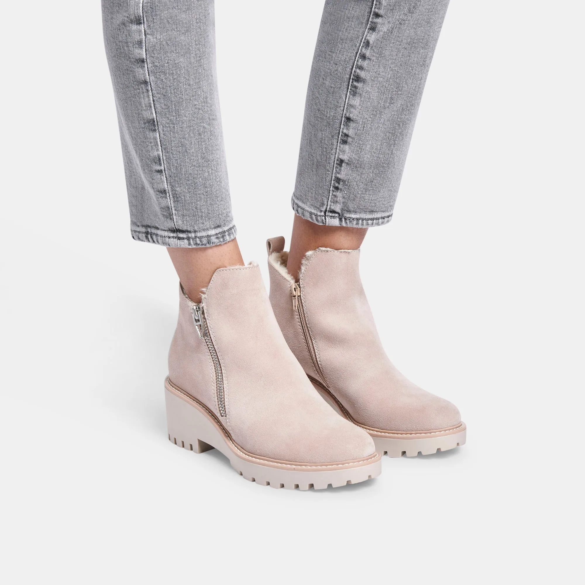 HOLLYN BOOTIES NATURAL SUEDE