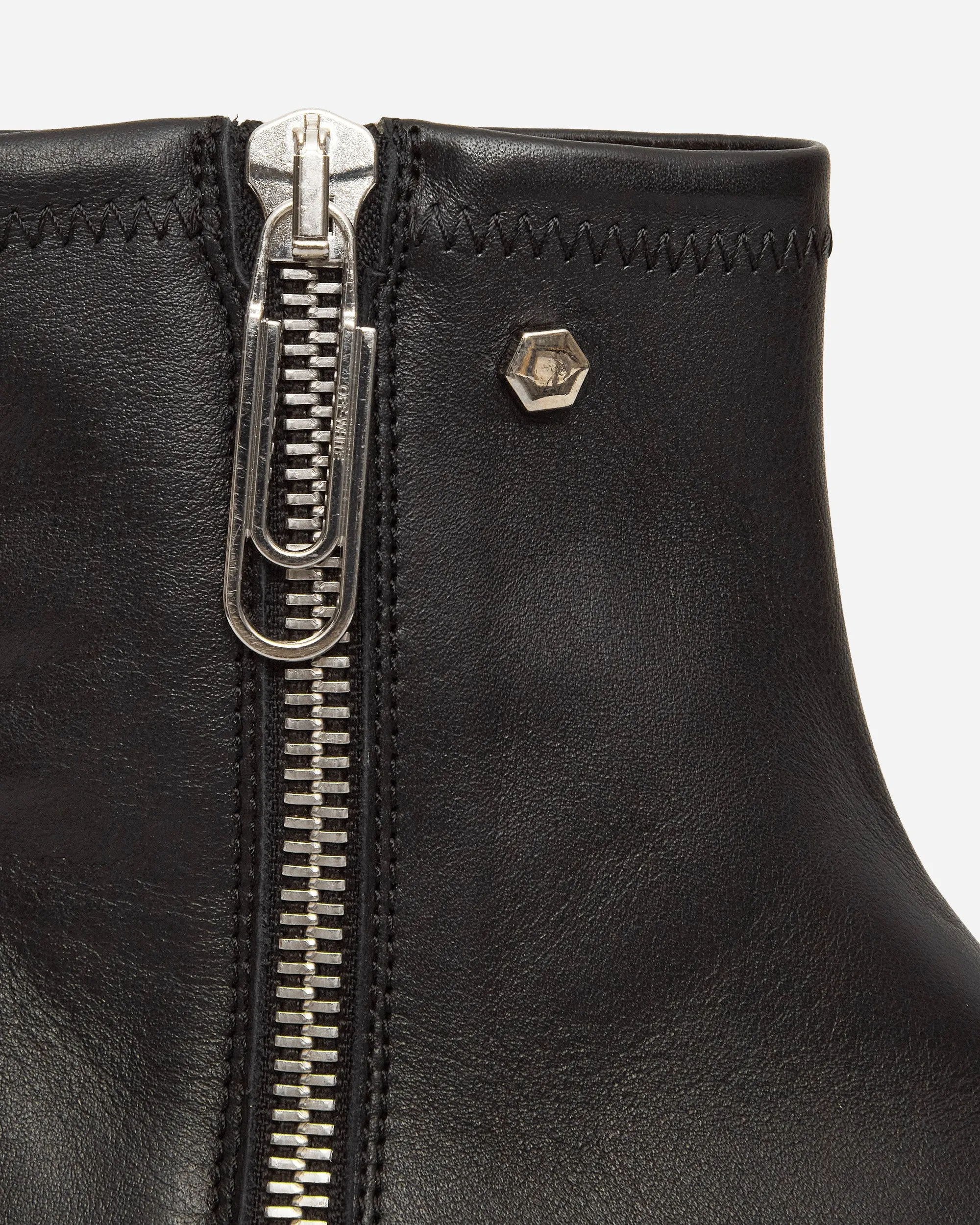 Leather Sponge Zip Boots Black