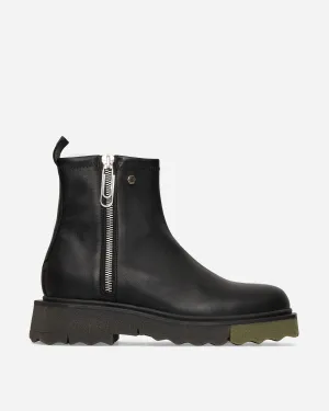 Leather Sponge Zip Boots Black