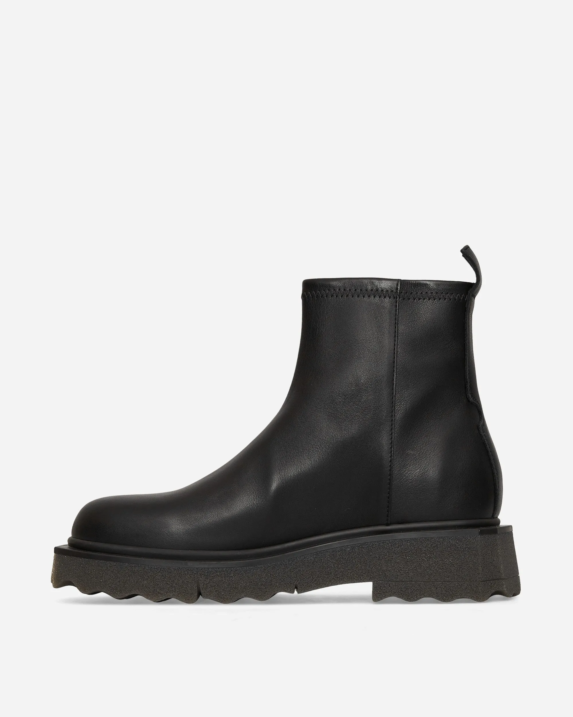 Leather Sponge Zip Boots Black