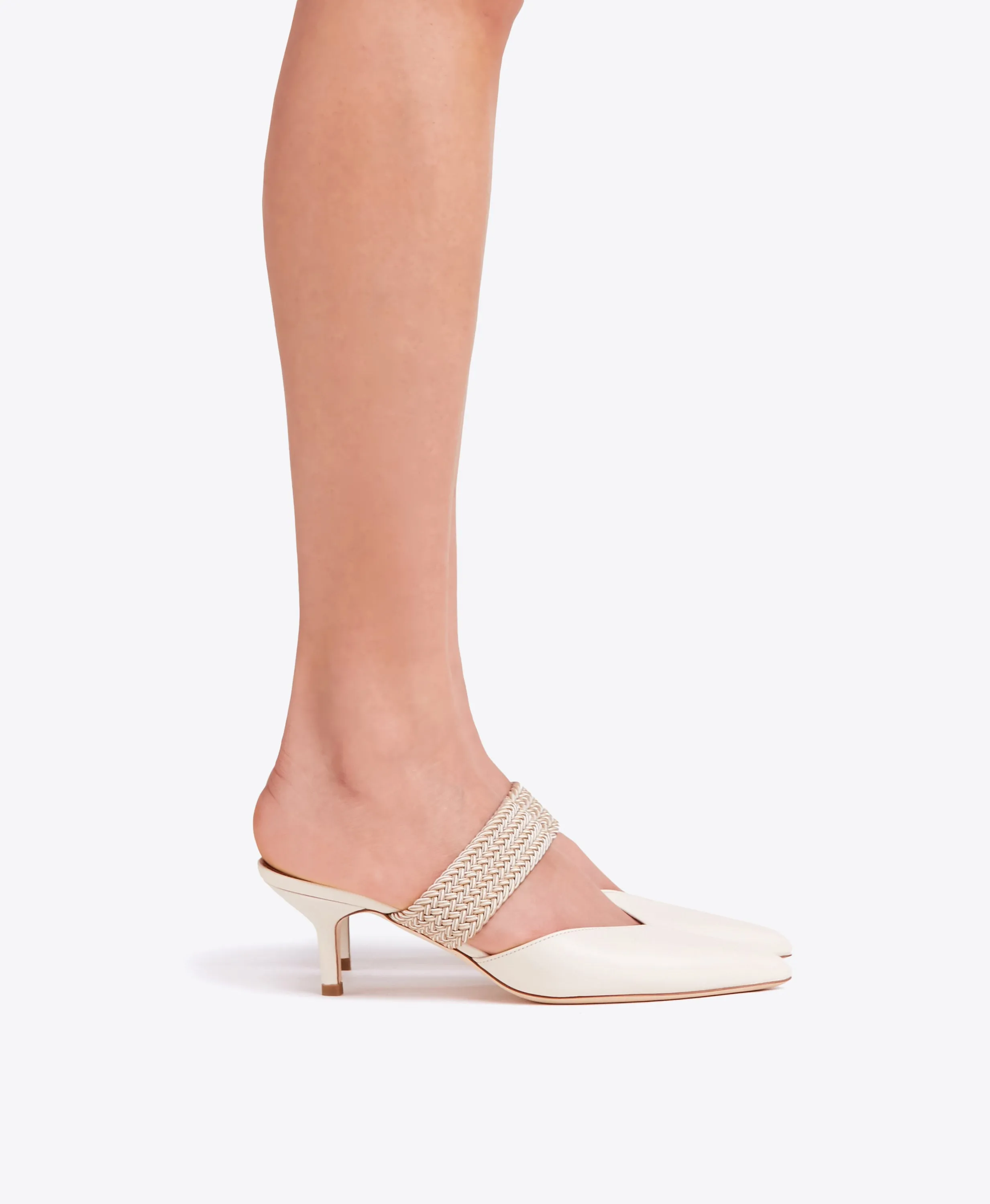 Maisie 45 White Leather Mules