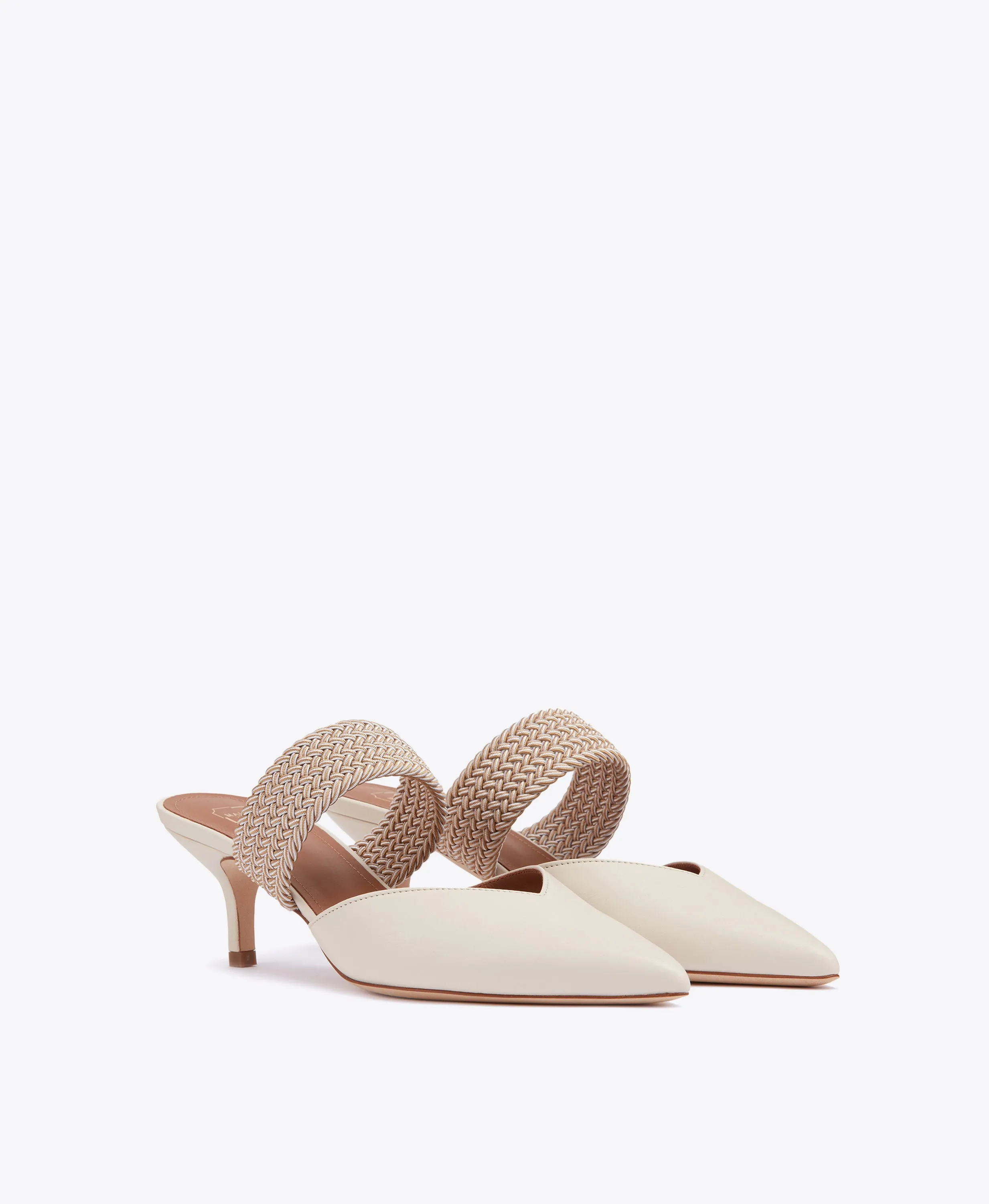 Maisie 45 White Leather Mules