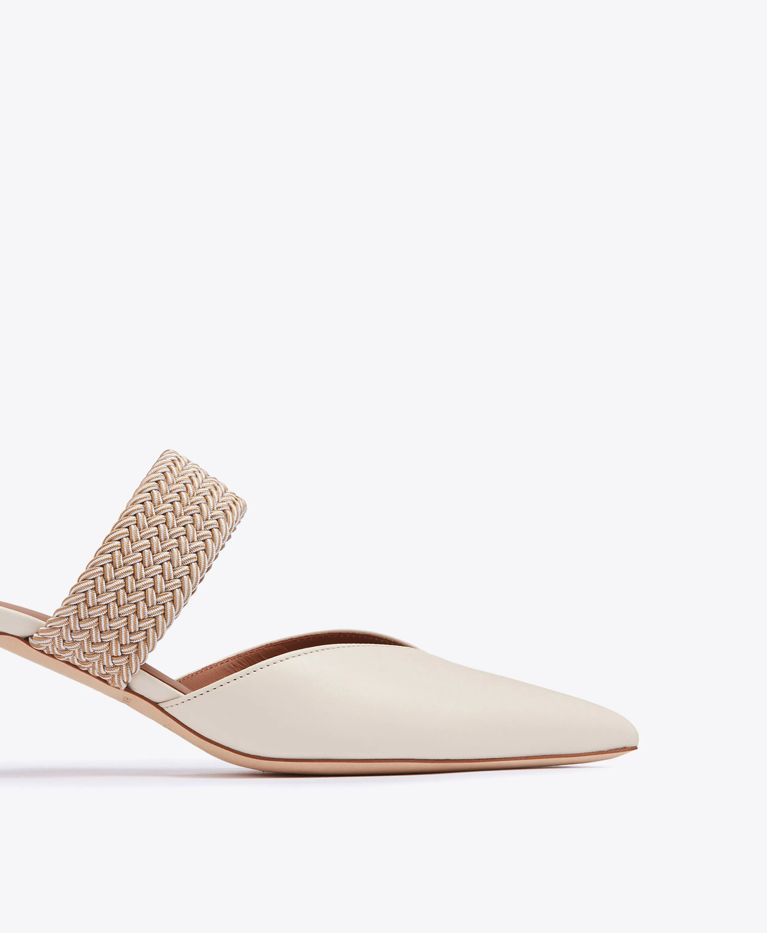 Maisie 45 White Leather Mules