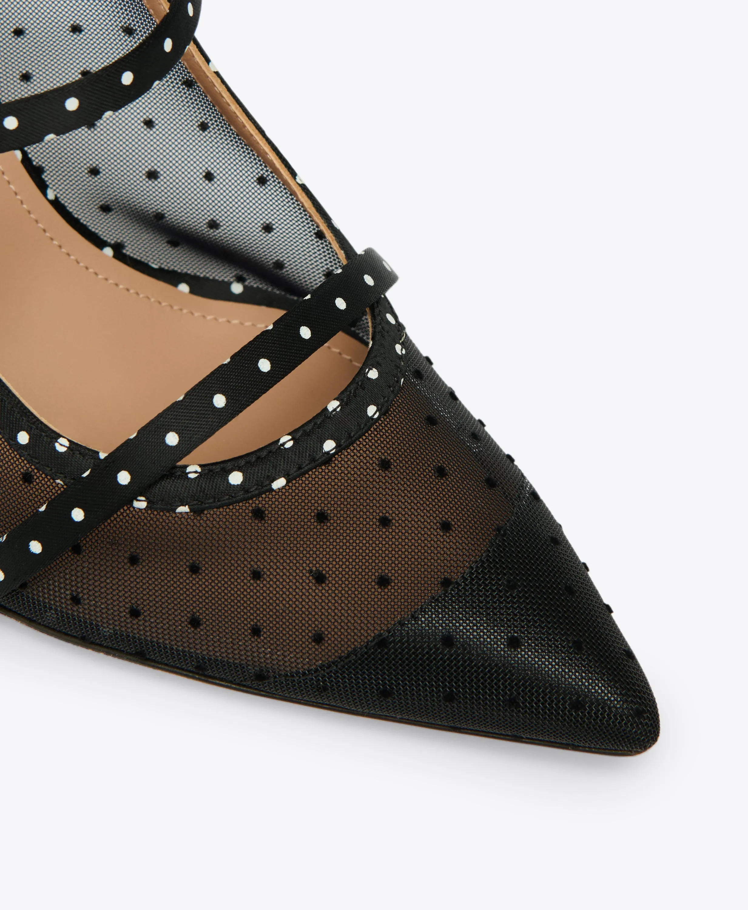 Maureen 70 Black Polka Dot Satin Heeled Mules
