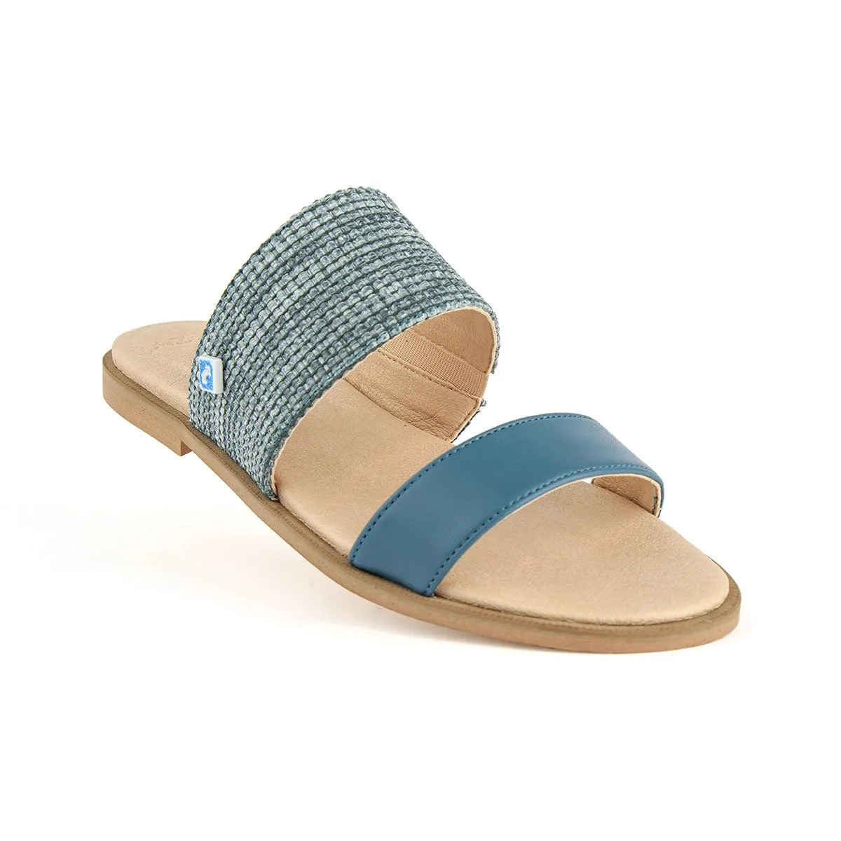 My Flat Rafia Vegan Sandals | Petrol