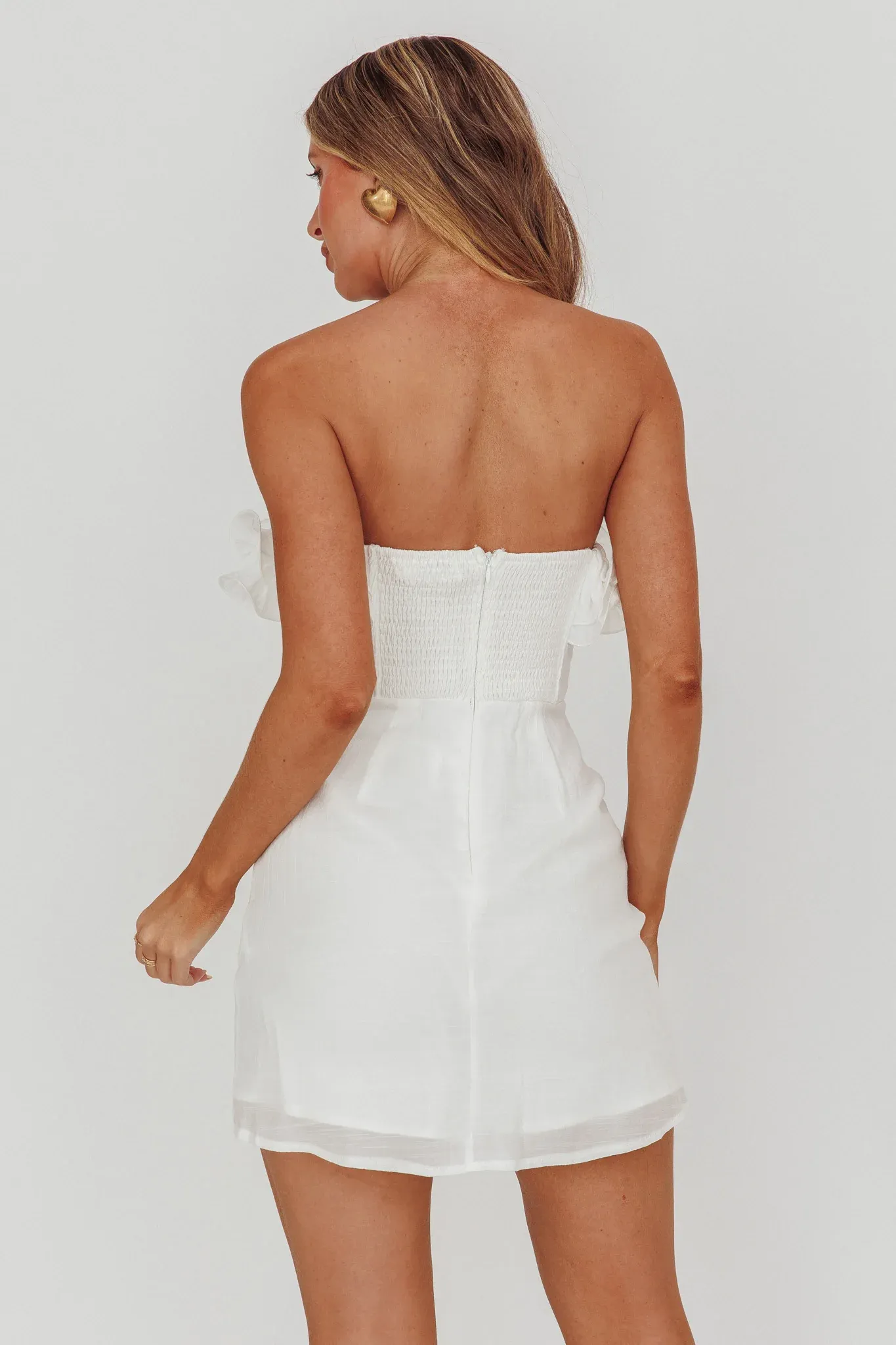 Norah Strapless Mini Dress White