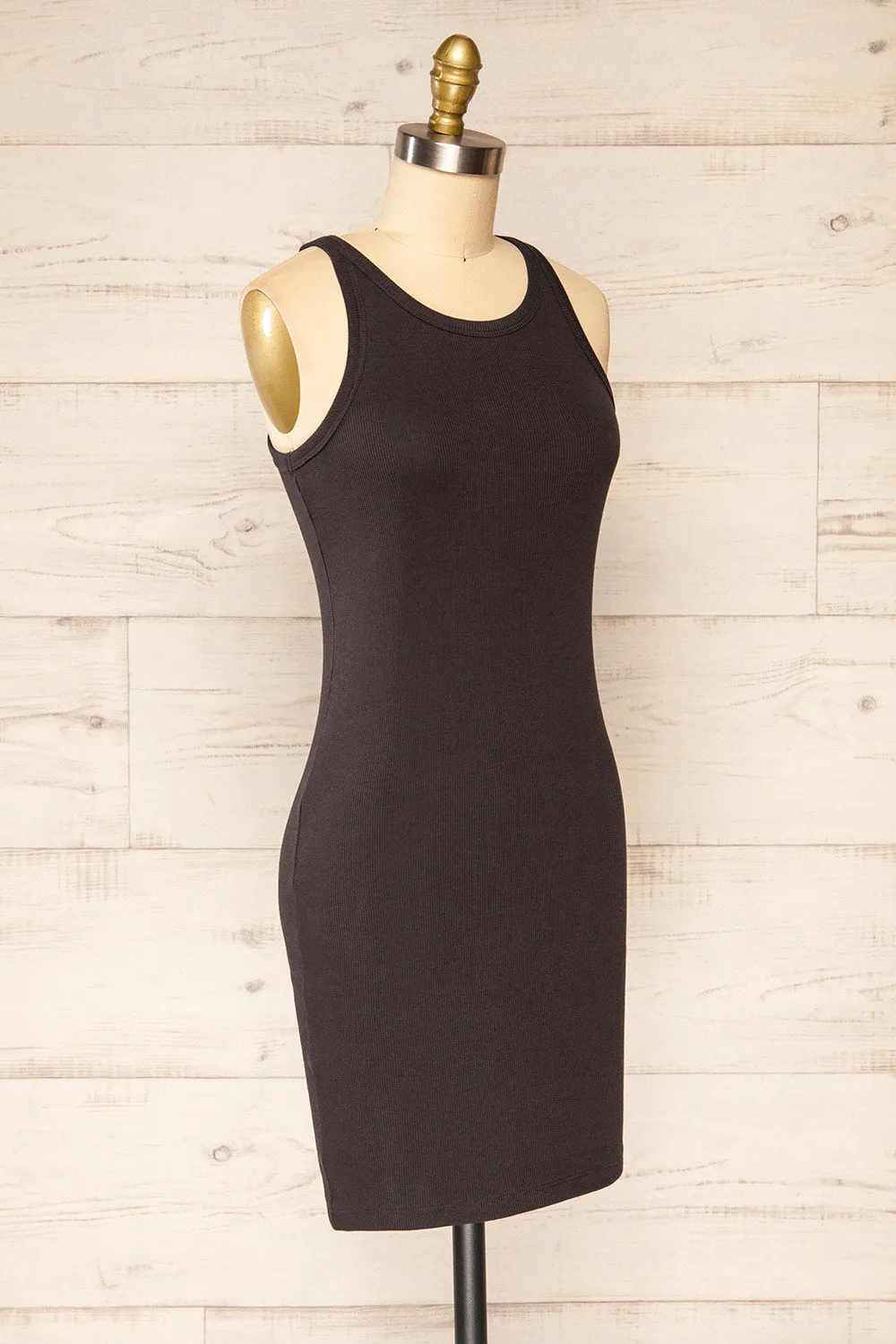 Orzesze Charcoal | Ribbed Fitted Short Dress