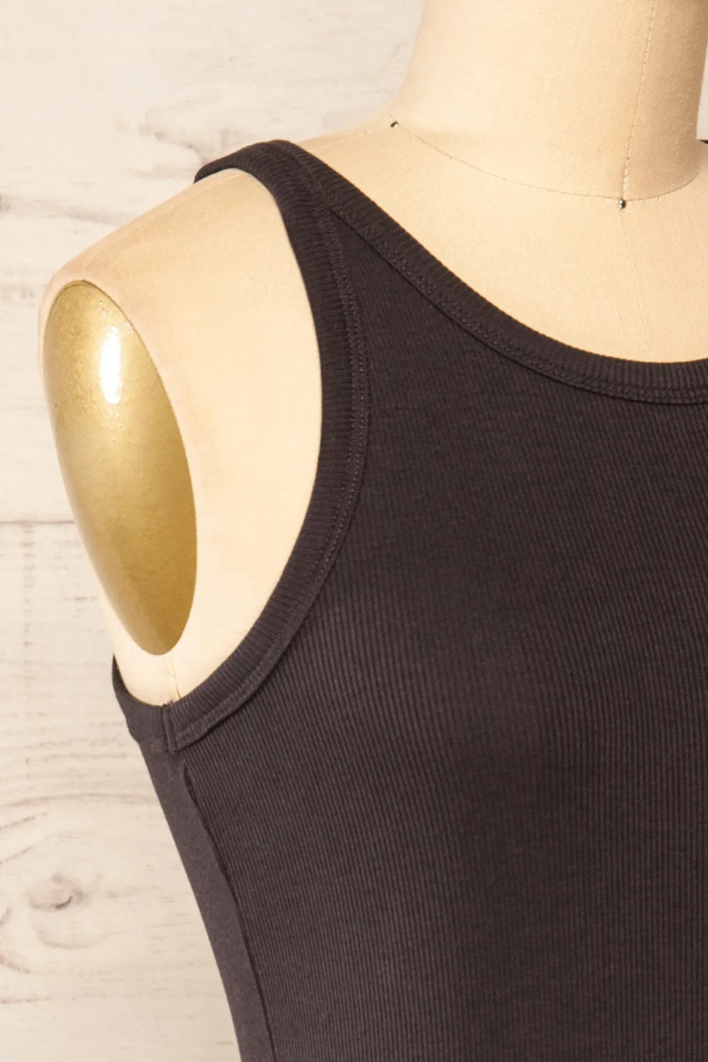 Orzesze Charcoal | Ribbed Fitted Short Dress