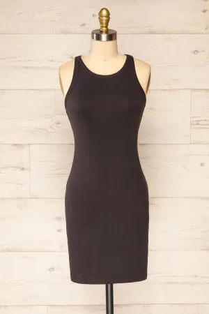 Orzesze Charcoal | Ribbed Fitted Short Dress