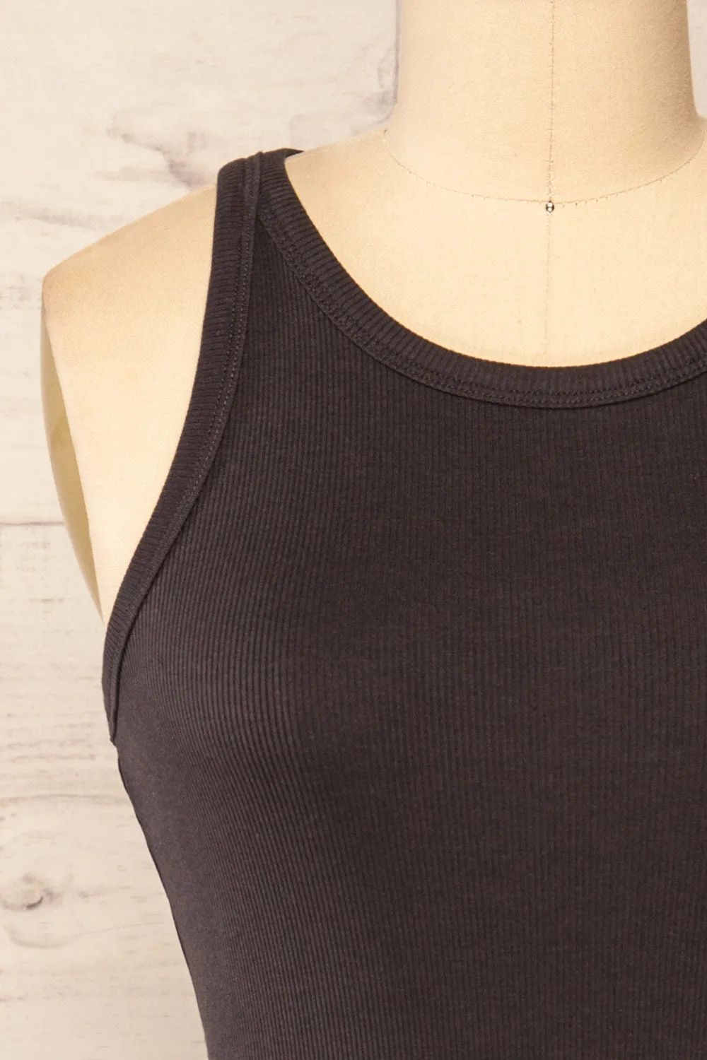 Orzesze Charcoal | Ribbed Fitted Short Dress