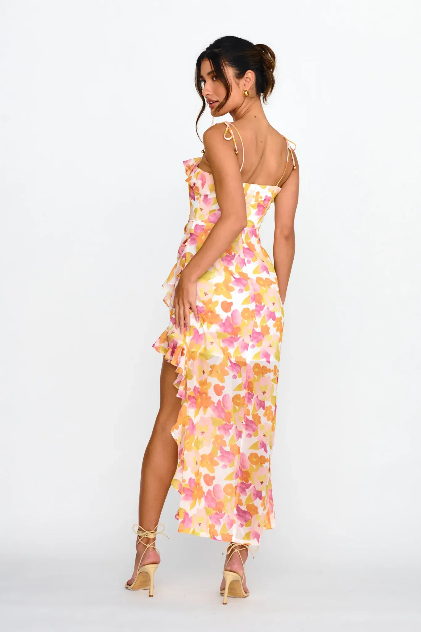Portofino Cut-Out Split Midi Dress Floral Red
