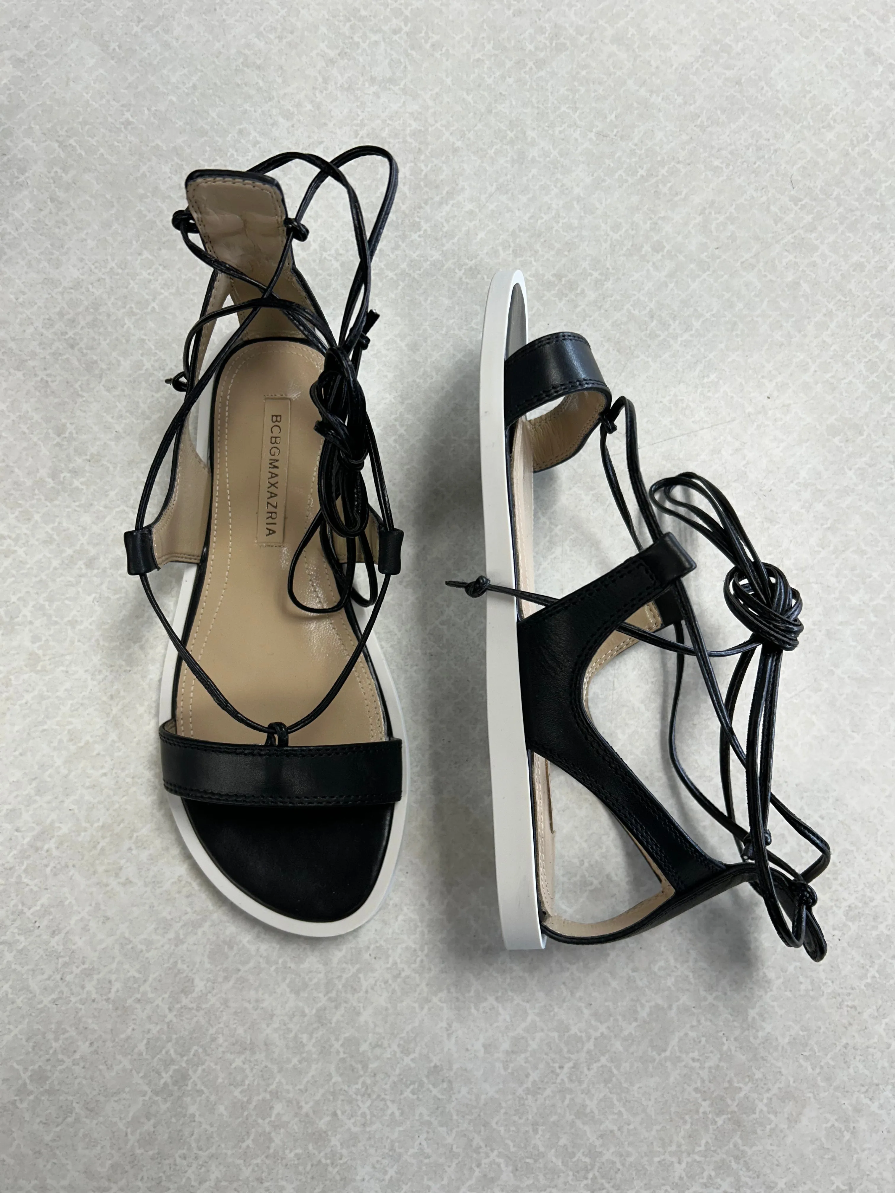 Sandals Flats By Bcbgmaxazria In Black, Size:6.5
