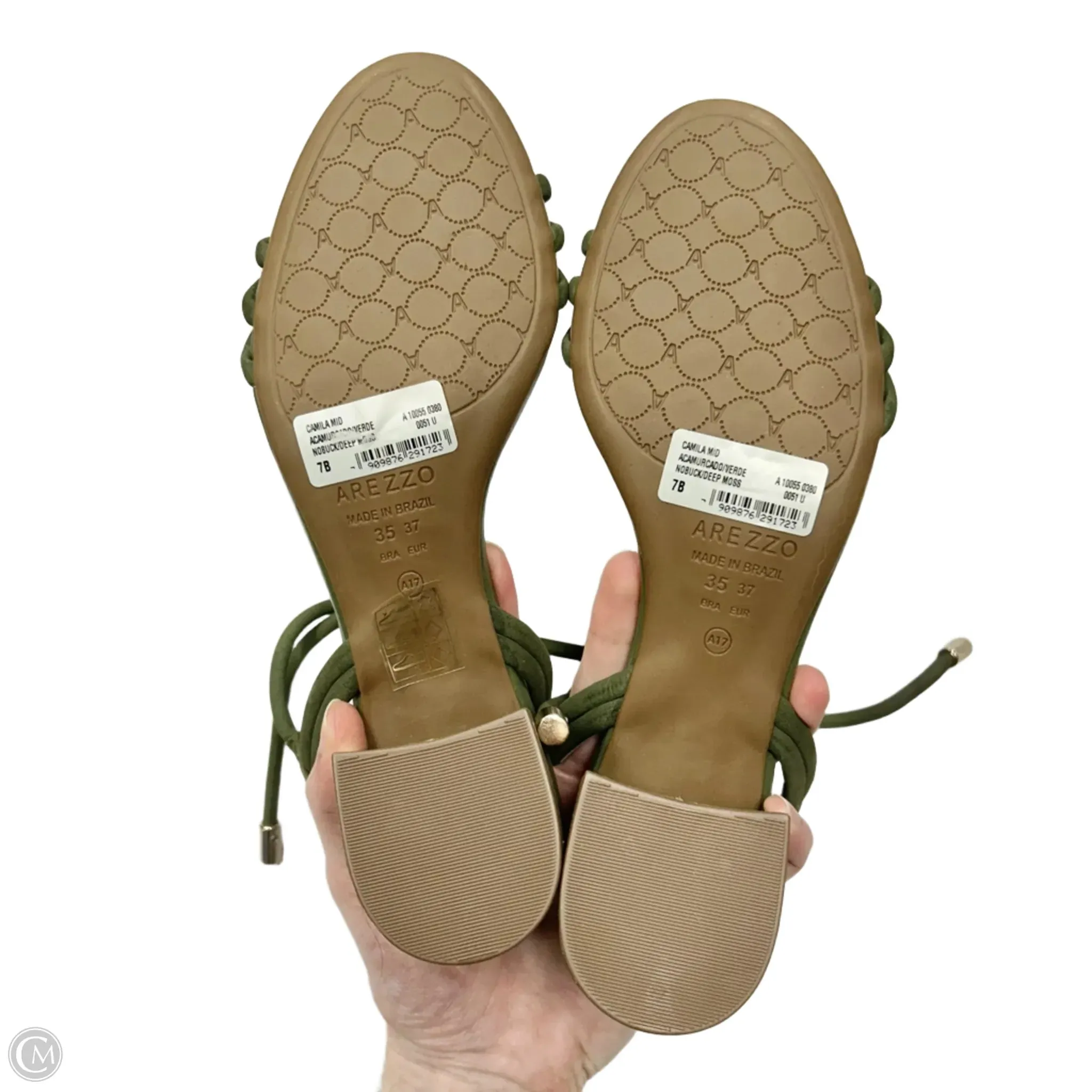 Sandals Heels Block By Arezzo In Green, Size: 7
