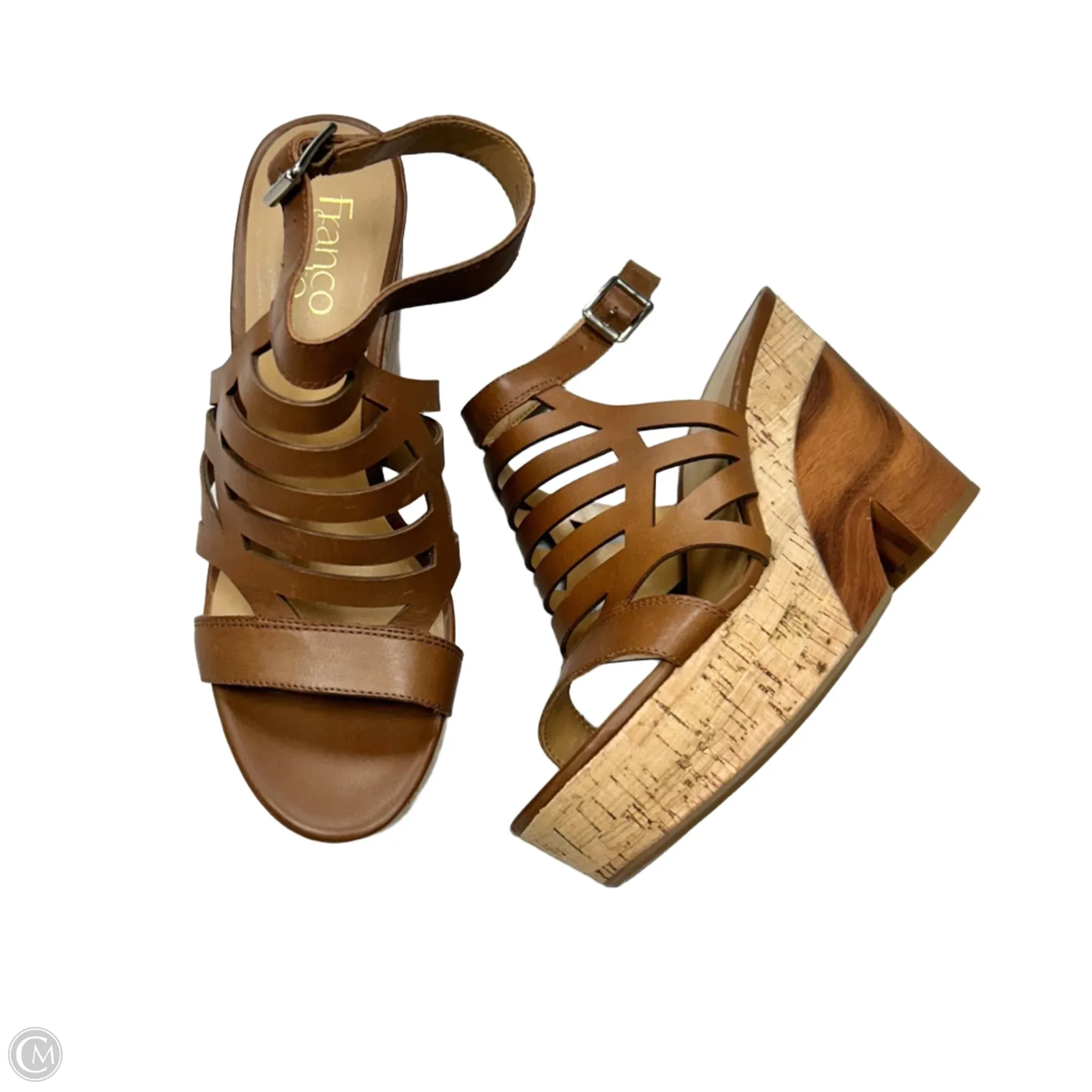 Sandals Heels Block By Franco Sarto In Brown, Size: 7.5