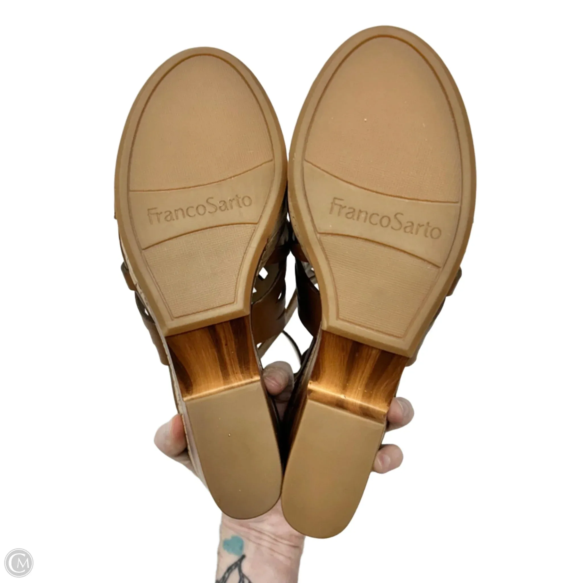 Sandals Heels Block By Franco Sarto In Brown, Size: 7.5
