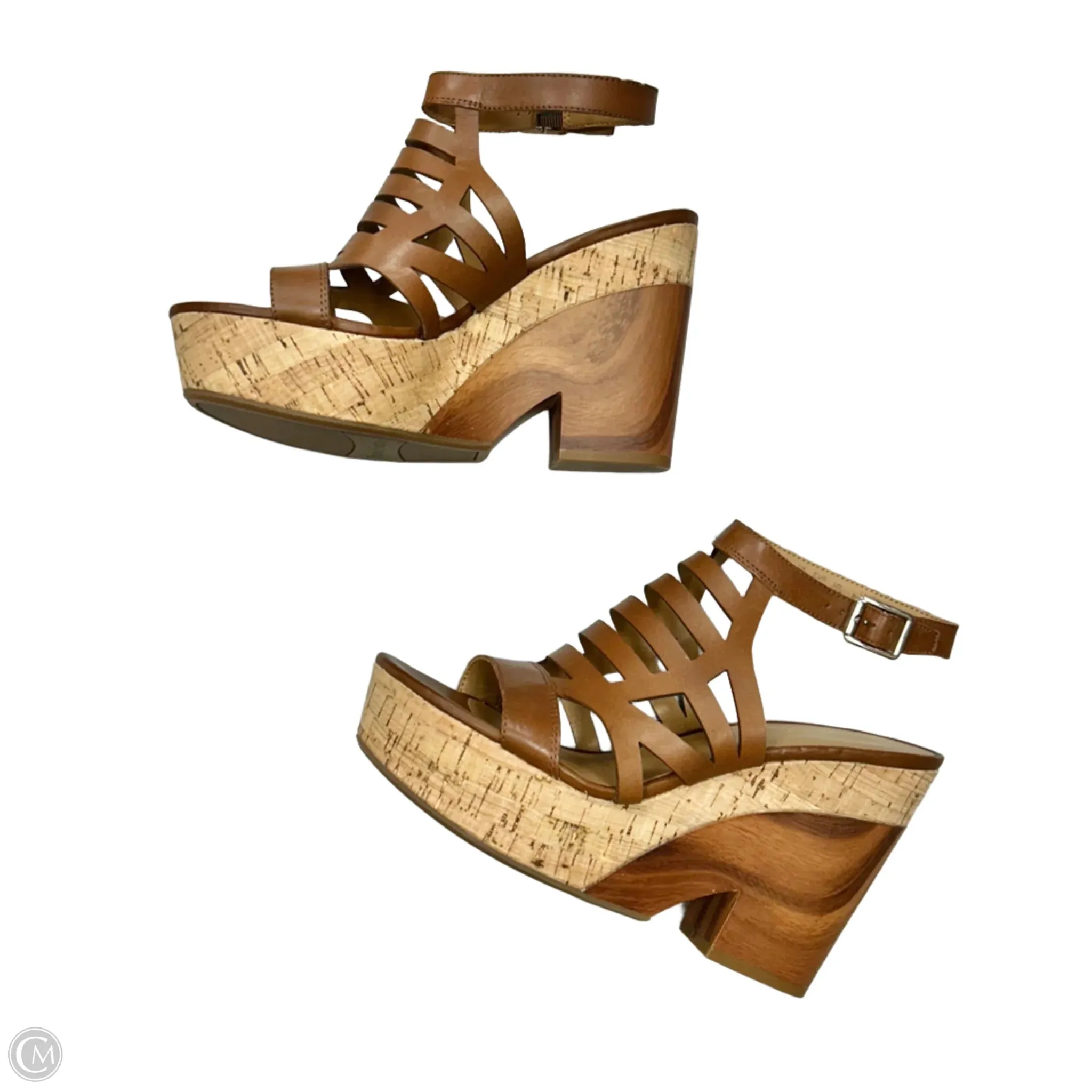Sandals Heels Block By Franco Sarto In Brown, Size: 7.5