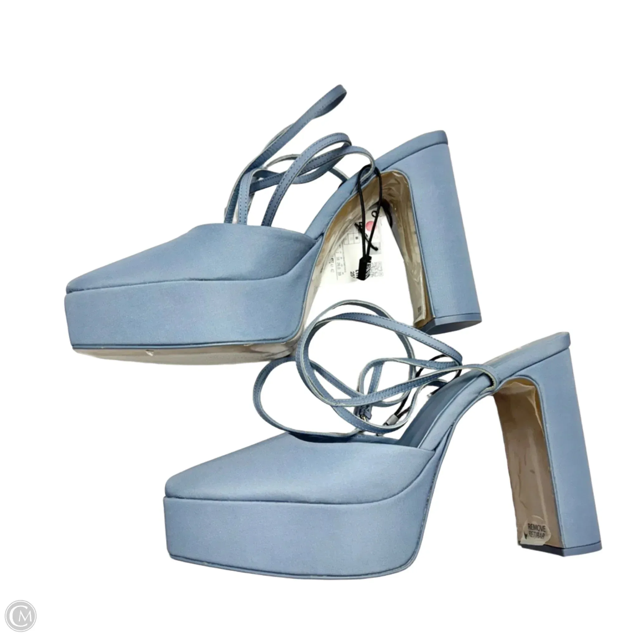 Sandals Heels Platform By Zara In Blue, Size: 9.5